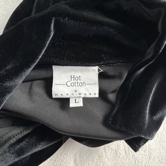 Hot Cotton By Marc Ware Womens Black Leaf Pattern Velvet Button-Up Shirt Large - Picture 3 of 6